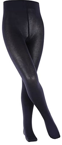FALKE Unisex Kinder Strumpfhose Cotton Touch K Ti Baumwolle dick einfarbig 1 Stück, Blau Dark Navy 6370, 122-128