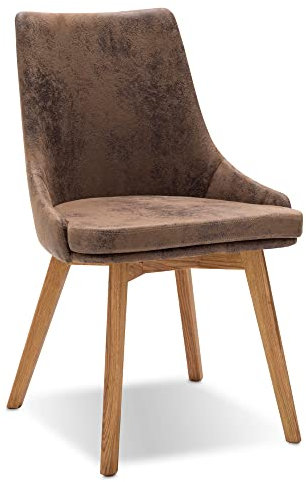 Lomadox Esszimmer Stuhl Eiche massiv geölt, braun, B/H/T: ca. 58/92/61 cm