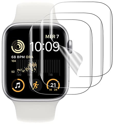 KZIOACSH [3 Pack] Protector de Pantalla para Apple Watch 44mm SE (2022) SE (2021)/Series 6/5 44mm, [No Vidrio] Sin Burbujas,TPU Película Cobertura Completa
