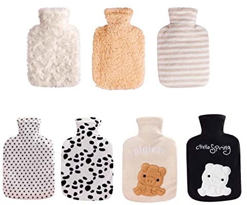 TBHOME Bouteilles D'Eau Chaude de 500 Ml / 1000 Ml Avec Couvercle Moelleux, Sac D'Eau 2-En-1 Pour Compresse Chaude Cold Exi25C, Bonne Isolation Thermique/D/500Ml