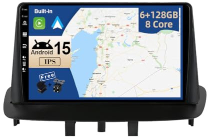 JOYX - 6G+128G - Android 15 IPS Autoradio Passt für Renault Megane 3 (2008-2014) - Kabellos CarPlay/Android Auto/DSP - LED Kamera & MIC - 9 Zoll 2 Din - DAB Lenkradsteuerung WiFi Fast-Boot 360-Kamera