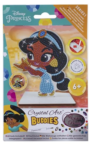 CRYSTAL ART - Set mit Diamant-Figuren – Handfertigung und Spaß – Erwachsene und Kinder – glitzernde Dekoration in verschiedenen Farben – Disney – Jasmin