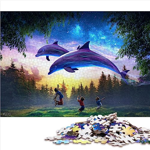 Puzzles, Delfine manipulieren, Holzpuzzles, 1000 Teile, für Erwachsene, für Erwachsene und Kinder, Herausforderungsspielzeug, 29,5 x 19,7 Zoll/75 x 50 cm.
