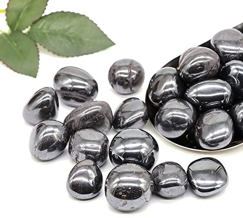 FADUNI Kristall-Loch Natürlicher Hämatit, runder Kristall, getrommelt, Massen-Edelsteine, Polier-Edelstein-Aquarium-Dekoration Kristall-Loch (Size : One Size)