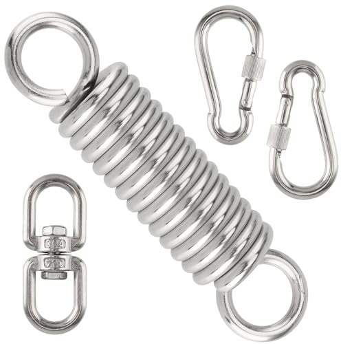 CHUEHKAK Feder Hängesessel Set, Schwingfeder für Hängesessel, Hängematte, Hängestuhl, Aufhängefeder, Schwingfeder mit 360°Drehwirbel und 2 Karabinerhaken, für Hängematten, Schaukeln, 240kg Tragkraft