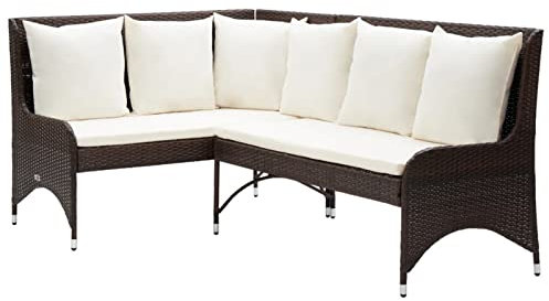 CIADAZ Garten-Ecksofa 2-TLG Lounge Sofa Outdoor, Garten Loungemöbel, Gartensofa, Gartenlounge, Balkon Set Möbel, Poly Rattan Braun -at