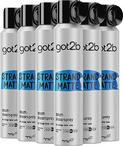 got2b Strand Matte Haarspray (200 ml), Haarspray für Männer verleiht matte Surfer Looks, Styling Spray für noch bessere Surfer Styles und längeren Halt, ohne Beschweren, 6x 200 ml