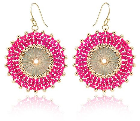 Rosa Perlenohrringe für Frauen Statement Boho Perlenohrringe Leichte Böhmen Tropfenohrringe für Frauen