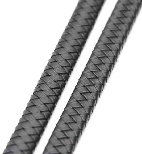 Cordons en Cuir Plat 0.5/1 mètre Vintage Noir Marron véritable Cordons en Cuir tressé 8mm 10mm 12mm Cordon en Cuir Plat for la Fabrication de Bijoux de Bracelet. (Color : Black, Size : 10mm-0.5meter