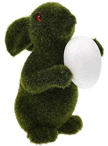 MAGICLULU Osterhase Beflockte Hasenfigur Mooshasen-dekor Ostermoos Dekorationen Frühlingsgrünes Stehendes Kaninchen Beflockte Hasenstatue Gartenzwerge Im Freien Tier Haushalt Beflockung