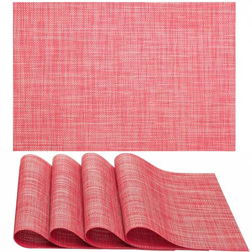 Myir JUN Salvamanteles Individuales Juego de 4, Lavables Manteles Individuales Plásticos de Vinil de Esteras, Resistentes al Calor Antideslizante Fácil de Limpiar y Impermeable 30x43.5cm(Caramelo)