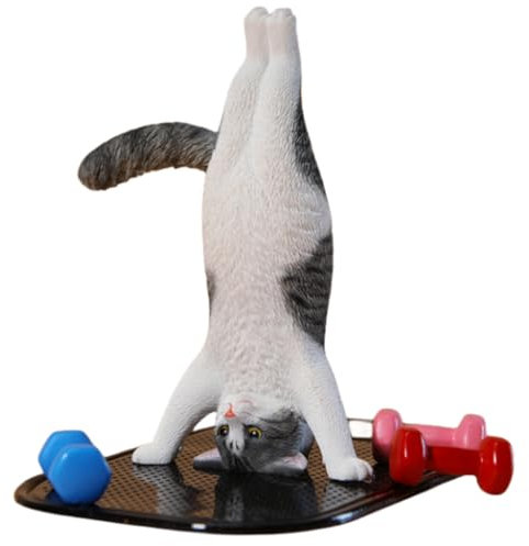 HiPlay JXK Collectible Cat Figure: Yoga Cat, Expertly Hand-Painted, Lifelike, Safe Resin, 1:6 Scale Miniature Animal Figurine JXK138D