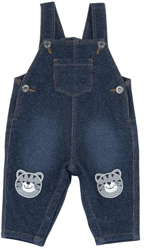 Chicco, Salopette lunga effetto denim per neonato, Blu, 9 mesi