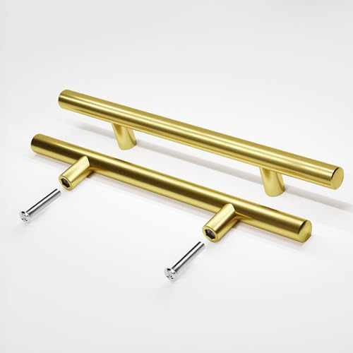 woplus Möbelgriffe Schrank Schublade Türgriff Stangengriff Bohrlochabstand Inkl. Schrauben GriffeT Stangen-Ø: 12 mm Gold (1 Stück, Bohrlochabstand: 95 mm)