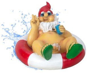 LB H&F Schwimmfigur Teichfigur Gartenzwerg Zwerg Wichtel schwimmt Teichdeko 20x15 cm Miniteich Gartenteich Dekofigur Garten Teich (Gartenzwerg)