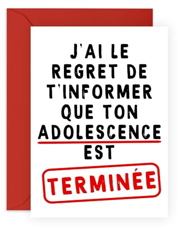 Central 23 Carte Anniversaire Amusante Pour Fille Ou Fils – ADOLESCENCE EST TERMINÉE – Carte D'Anniversaire 20e Anniversaire Pour Homme Et Femme – 20 Ans – Livrée Avec Autocollants