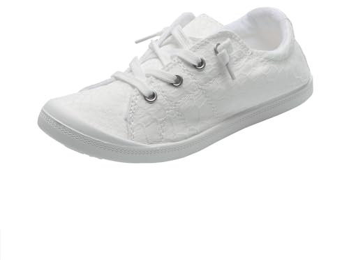 Baskets orthopédiques Confortables pour Femme - Chaussures en Toile Blanche Sneakers Maille Mode Printemps été Plates Décontractées Femmes OrthopéDiques De Course pour La Marche Quotidienne