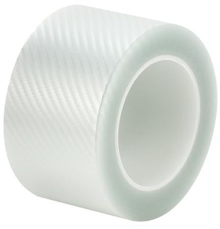 QWORK® Pellicola adesiva carbonio, adesivo 7 cm x 10 m, protezione universale per portiere, soglie delle porte e paraurti dell'auto, trasparente