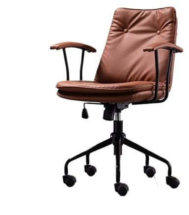 XXAD553TY Fauteuil de Bureau Chaise de Bureau en Cuir PU, Confortable, Moderne, avec roulettes et Base en métal Noir, Chaise Ergonomique, Chaise pivotante réglable Chaise Bureau(Orange)