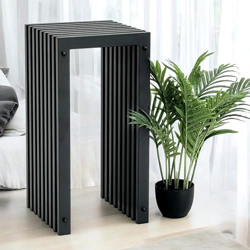 DanDiBo Lamellenhocker Hocker Metall Schwarz Eckig Base 65 cm Massiv Modern Beistelltisch Lamellen (Höhe 65 cm/L)