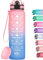 HydroPal 1L Sports Water Bottle, Slim Plastic Motivational Drink Bottle with Filter, Leakproof Water Bottle with Time Markings for Gym, Running, Travel, School, Office, Outdoor, BPA-free