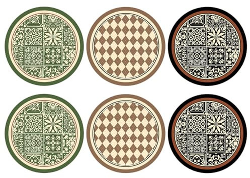 marysgift Placemats and Coaster Sets of 6 - French Retro Coasters Dinning Table Placemats Heat Resistant Non-Slip Washable Wipe-Clean Coaster for Home, Kitchen (Six Colours Two Groups, 31-0476)