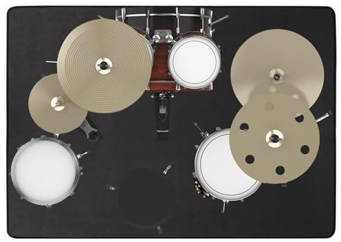 IBVIVIC Schlagzeugteppich 180x140cm Reine Farbe, Professioneller Rechteckiger Teppich für Elektronisches Jazz Schlagzeug Kit, Bass und Snare Drum und Andere Instrumente, Schwarz