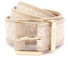 Michael Kors Damen 4,4 cm Logo-Gürtel mit Ösen, stilvolles Mode-Accessoire für den täglichen Gebrauch, Lt Sand, X-Small