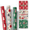 Geschenkpapier Kinder Weihnachten – 3 Rollen im Set – Motive: Winterwald, Tannenbaum, Schneemann, Weihnachtsmann – Weihnachtsgeschenkpapier Mädchen und Jungen – Rolle: 47 cm breit, 3 m lang - SET 3
