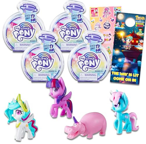 My Little Pony Partygeschenke für Mädchen – Paket mit 4 My Little Pony Wasser-Reveal-Spielzeug-Blindbeuteln plus Aufklebern, mehr | My Little Pony Mystery Figuren für Kinder