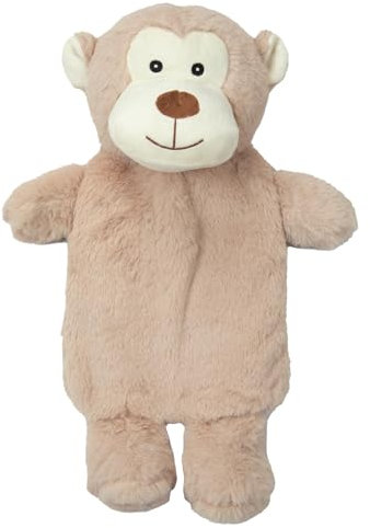 A2Z Hot Water Bottles 3D Animal Monkey Soft Plush Fleece Cover 750ML Durable Leak Proof Rubber Bottle Pain Relief Neck Back Shoulder Warmer Cosy Nights Sofa Bedtime Heat Therapy