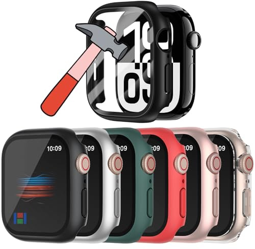 HANKN Confezione da 6 custodie rigide in PC con pulsante per Apple Watch Series 6 5 4 SE 44 mm, custodia protettiva completa ultra sottile infrangibile antiurto per iWatch Bumper (44 mm)