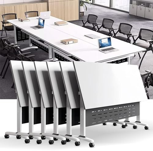 Junpllvic Klappbarer Konferenztisch, mobiler Besprechungstisch mit Klappplatte und Rädern, für Schulungsräume, Seminarräume, Sitzungssäle, Home Office