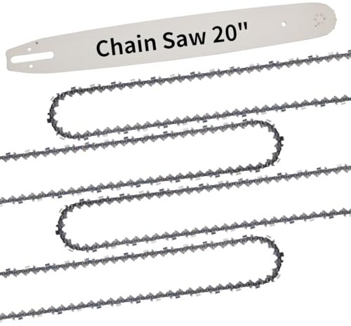 20 Inch Chainsaw Bar and Chain Combo for Husqvarna, Replacement for Saw Chains, 3/8 Pitch, 050 Gauge, 72 Drive Links Fits Husqvarna 455, 460 Rancher 570, Poulan PP5020AV(4 Chains +1 Bar)
