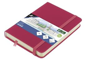 Skizzenbuch Kangaro A6 Ruby PU Hardcover 80 Blatt 140 Gramm cremefarbenes Papier mit Gummiband und Band