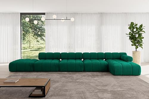 ALTDECOR Modulares Sofa Ecksofa in L-Form Corner modular Sofa Eckcouch Couch Wohnlandschaft Cauchsofa Polstersofa Lizur-L3-475x160x70 cm Dunkelgrün