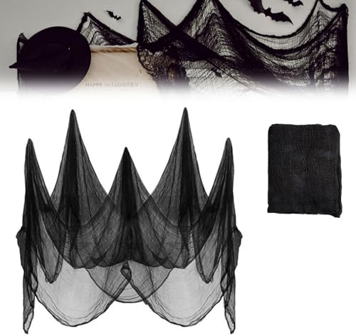 KBIBCK 12.7x1M Halloween Deko Stoff, Halloween Gruselige Tuch, HalloweenDekoration Gaze,Spooky Musselin Stoff Große Geistertuch für Spukhäuser Party Doorways Dekor, Gothic Dekoration Partybedarf
