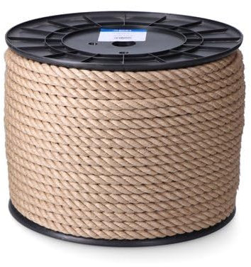 Corda di juta ecologica a 3 capi (100 metri di lunghezza e calibro Ø16 mm) colore marrone