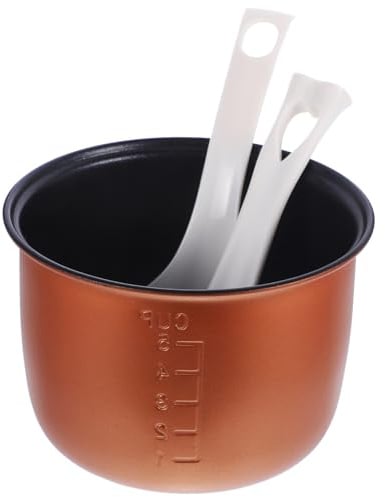 Ersatztopf Innentopf für Reiskocher 1,2l Braun | Integrierte Skala, Tragbar und Vielseitig, Aluminiumlegierung, mit Reislöffelgriff nach Zufall Zufälliger Stil