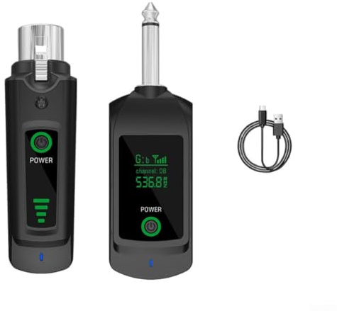 MeevrgR 2.4G XLR Wireless Microphone System – 80m Range, Dual USB Charging Rechargeable Lavalier Mic for Live Performances, Presentations(1 in 1)