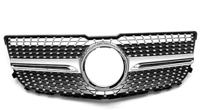 Doppelsteg Nieren Für Mercedes Für Benz GLK-Klasse X204 GLK260 GLK300 GLK350 2013-2015 Upgrade Diamond Style Grills Front Hood Grille Racing Grill Doppel-Lamellen Grill(Silber)