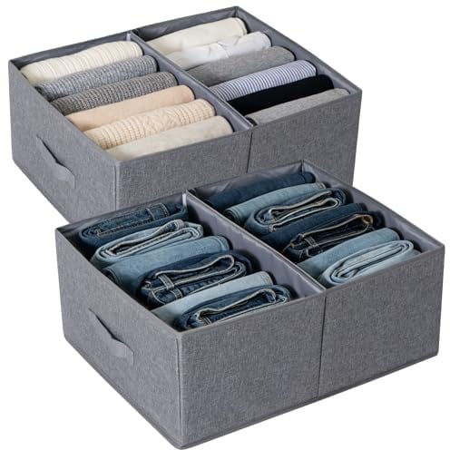 LAJIAKE Kleiderschrank Organizer Geeignet für Pullover, Badetücher,Aufbewahrung-2er Boxen Set große Aufbewahrungsboxen -Faltbare Washable extra große Kisten für Schrank 50x40x20 cm