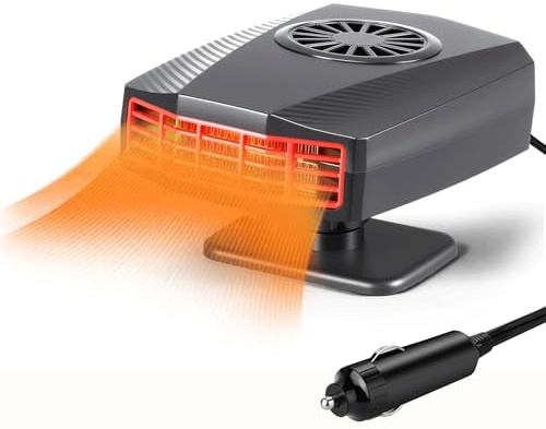 KQLHLHDYZ Chauffage de Voiture, 12V 150W Chauffages Portables pour Véhicules, 2 en 1 Chauffage et Refroidissement, Dégivrage et Désembuage Rapide du Pare-Brise avec Socle Rotatif à 360°