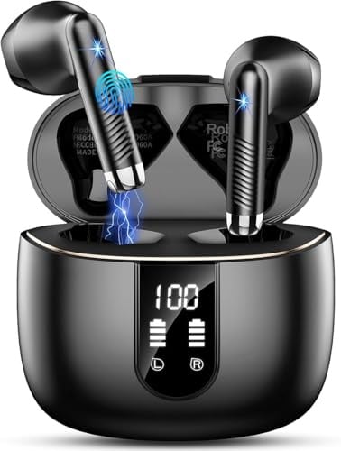 Ecouteurs Bluetooth sans Fil, Écouteurs Bluetooth 5.4 2026 Écouteurs sans Fil avec 4 ENC Réduction de Bruit Mic, IP7 Étanches Oreillette Bluetooth 56H Stéréo USB-C Casque Bluetooth pour Sport/Travail