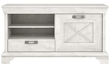 FORTE Kashmir TV-Unterschrank mit 1 Tür und 1 Schublade, Holzwerkstoff, Pinie Weiß , 48,2 x 122,7 x 66,6 cm