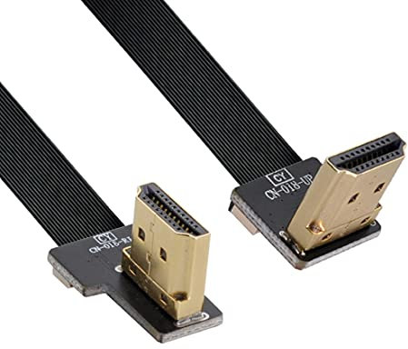 chenyang CY - Cable plano HDMI macho en ángulo hacia arriba de 90 grados a HDMI macho en ángulo recto de 90 grados HDTV FPC de 10 cm para fotografía aérea FPV HDTV Multicopter