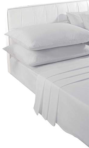 Voice7 4FT Extra Deep Fitted Sheet + 2 Pillow Cases [3 Piece Set] Box Depth 16 inches (40 cm) - Percale Bed Sheets Poly Cotton Fabric (Silver, 4FT Small Double)