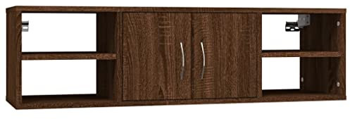 vidaXL Wandregal, Hängeregal mit viel Stauraum, Regal für Schlafzimmer Wohnzimmer Büro, Hängeschrank Wandablage CD Regal Bücherregal, Braun Eichen Optik Holzwerkstoff