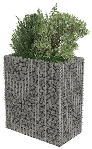 Keketa Gabion Raised Bed in Galvanised Steel Gabion with Bed Gabion Stone Basket Planter Steel Metal Gabion Planter Large 90 x 50 x 100 cm