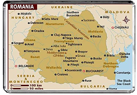 ROMANIA MAP REFRIDGERATOR MAGNET